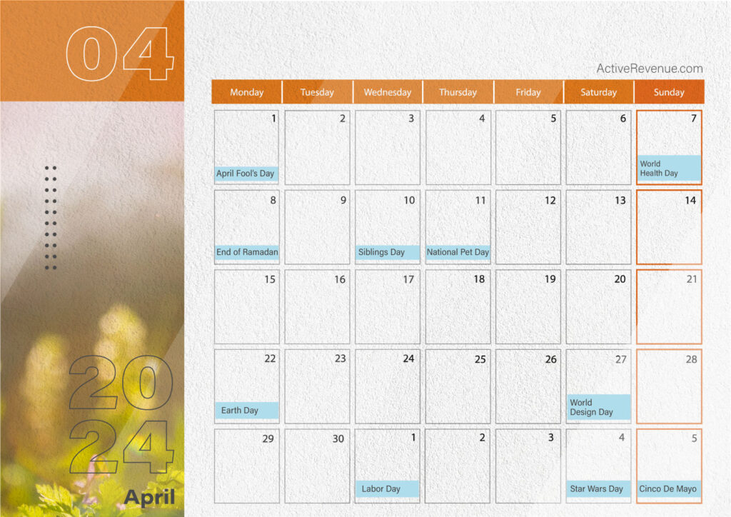 calendar April 2024